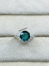 Round Cut Natural London Blue Topaz Ring 925 Sterling Silver Gift For Her.