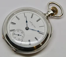 ELGIN open face pocket watch, 18 size, 15 jewels, Coin Silver Case - 1898