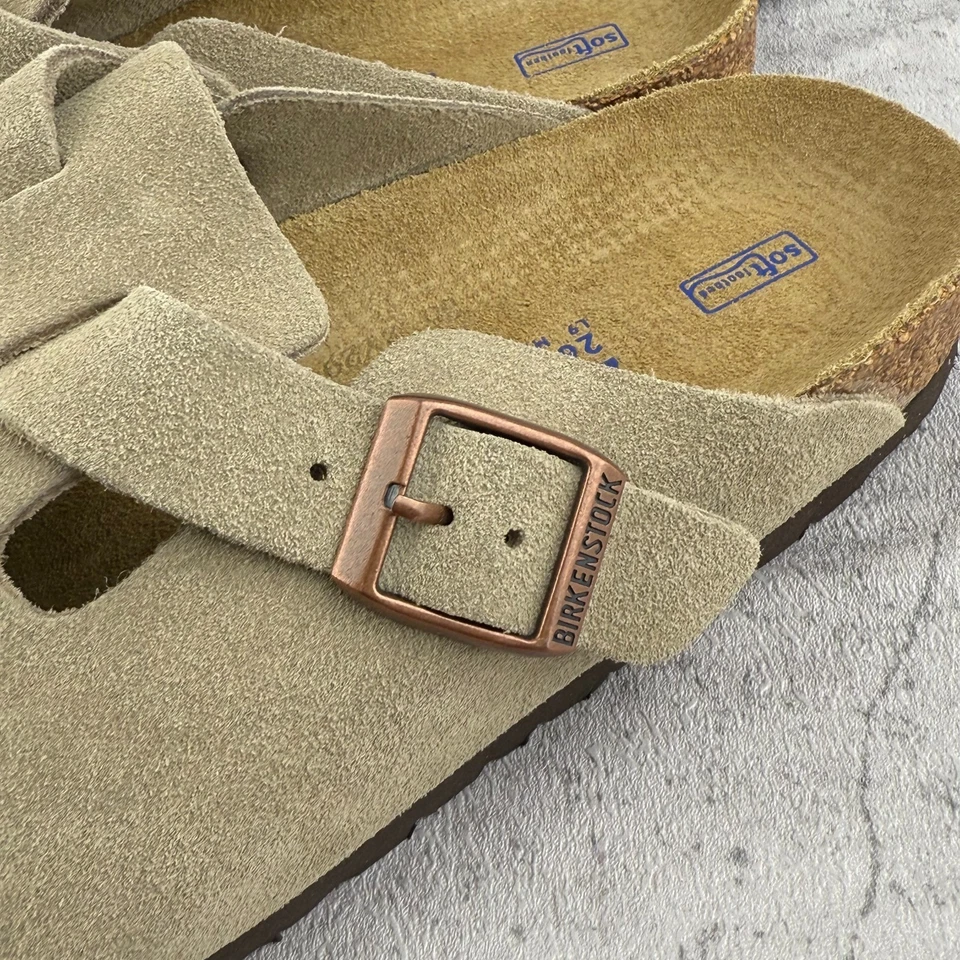 Birkenstock Boston Taupe Gamuza Cuero Suave Plantilla Zapatos Zueco Zapatos Seleccionar Talla Foto 3 de 4
