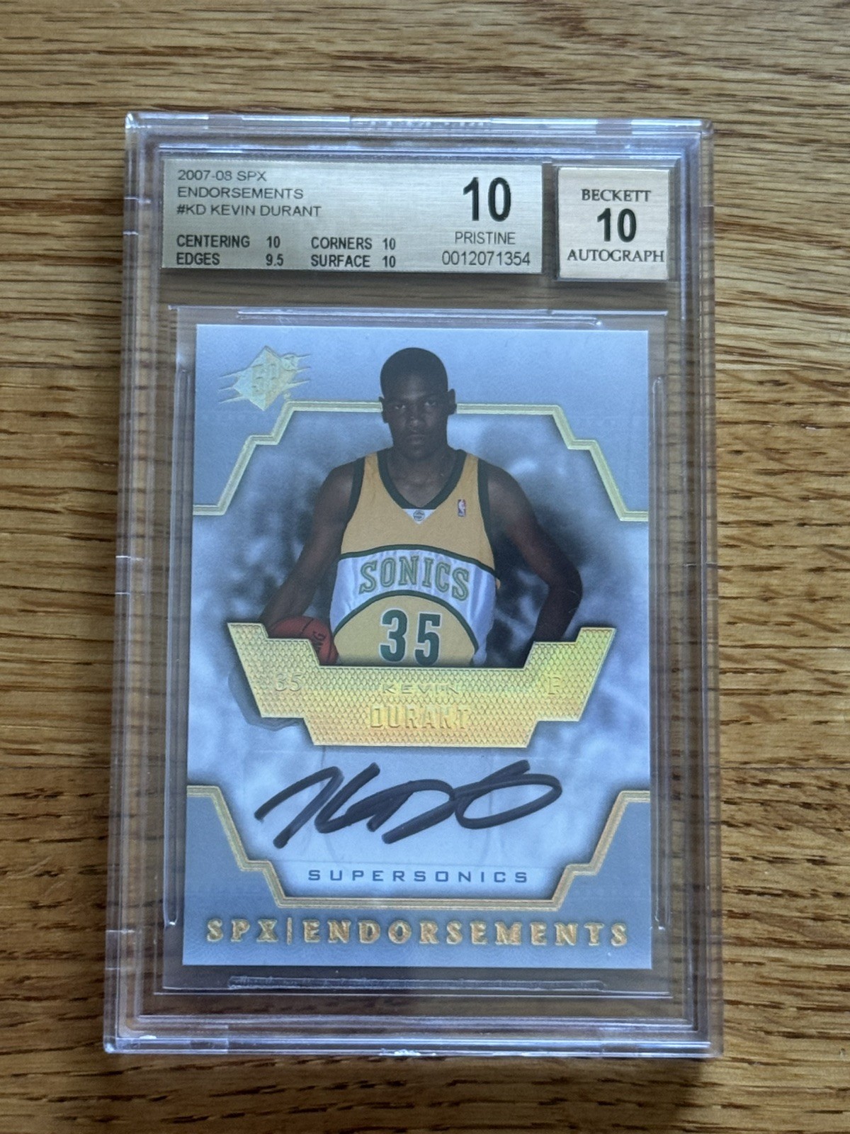 2007-08 UD SPx Endorsements KEVIN DURANT  Sonics  Rookie BGS 10 PRISTINE