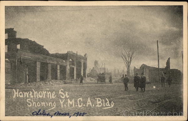 Chelsea,MA Hawthorne Street Showing YMCA Building Tichnor Suffolk County Vintage