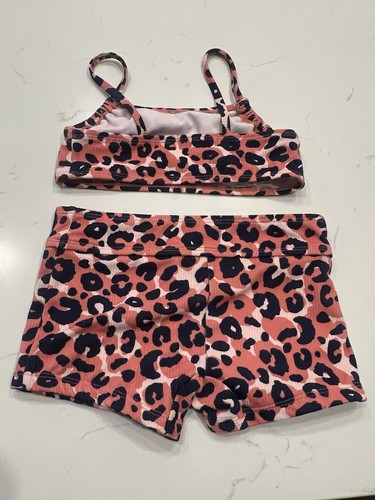 Girls Two Piece Boyshort Bikini Swimsuit Size Small 6/7 Leopard Animal Print - Picture 6 of 6