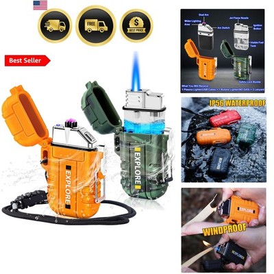 2 Pack Waterproof Outdoor Lighter Windproof Torch Lighters Butane Refillable ...