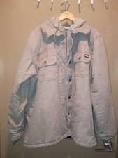 Dickies Men's Gray Hooded Insulated Quilted Lined Snap Front Jacket Size XL