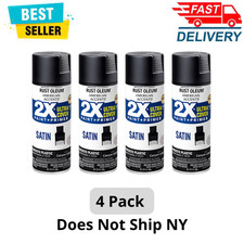 Rust-Oleum 2X Ultra Cover Satin Spray Paint, Canyon Black, 12 oz, 4 Pack, 327916