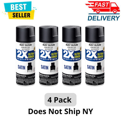 Rust-Oleum 2X Ultra Cover Satin Spray Paint, Canyon Black, 12 oz, 4 Pack, 327916