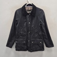 Barbour Liberty Beadnell Wax Waterproof Black Country Rain Coat Jacket Uk 8