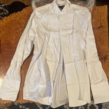 Joseph  Feiss Tuxedo Shirt Mens 18 X 36/37 White Wing Tip Pleated French Cuff