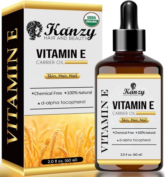 Kanzy Aceite de Vitamina E Liquida para Cuidado Facial, 100% Natural a Base de