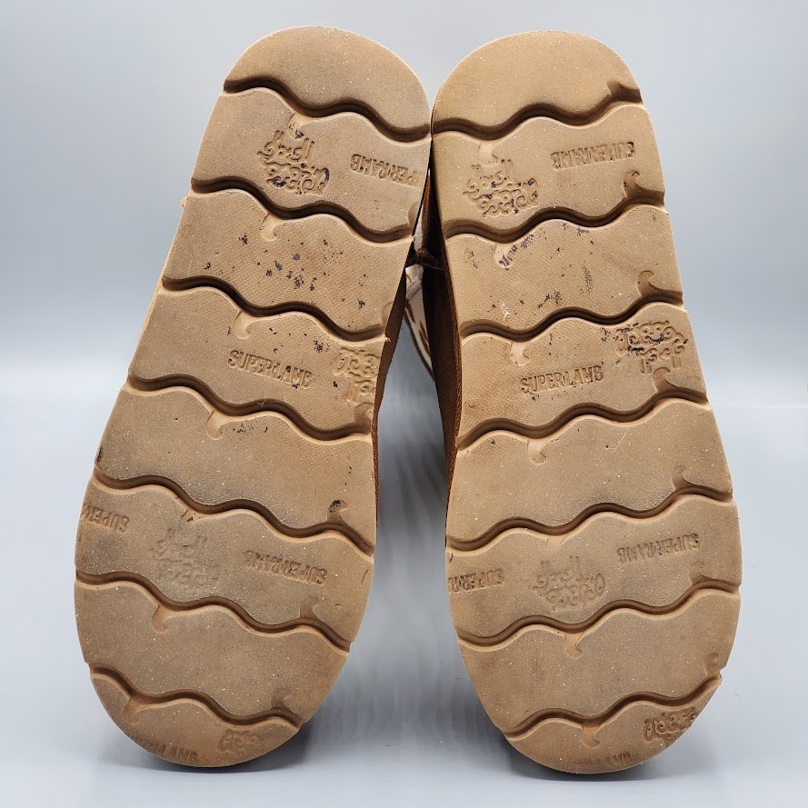 Superlamb Cow Print Sheepskin Boots Women’s Size 8B Brown White Calf Hair