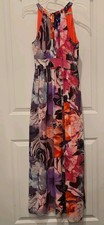 Eliza J Multicolor Floral Pleated Sleeveless Long Dress Size 2