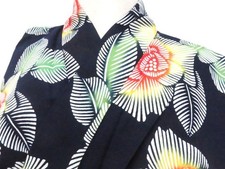 JAPANESE KIMONO YUKATA NAVY BLUE 148cm 4 ft 10 in COTTON EE7924