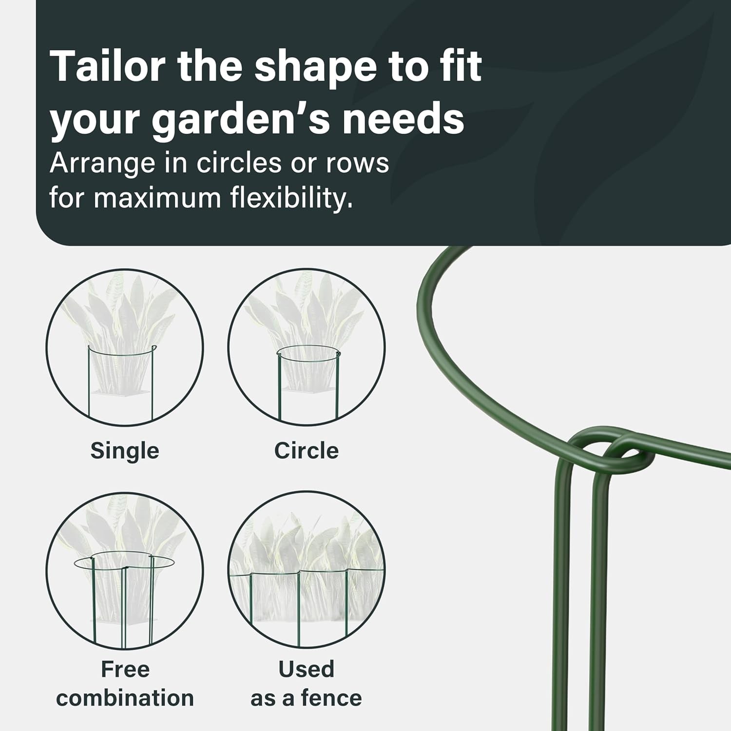 6 Pack Plant Support Stakes Metal Plant Supports Ring Cage Sturdy Half ...