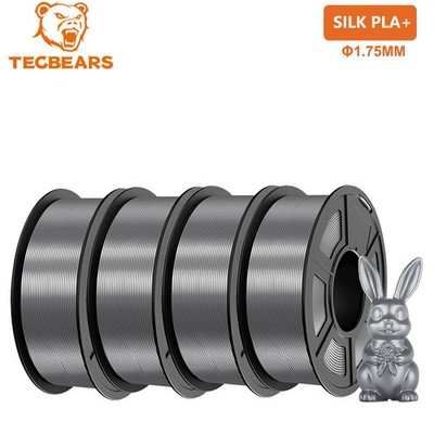 TECBEARS 4KG Silk PLA+ Filament 1.75mm Shiny Silk 3D Printer PLA Filament Gray
