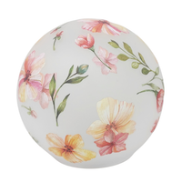 Led Kugellampe Blumenzeit D. 15Cm Weiß Rosa Glas Mit Timer Formano