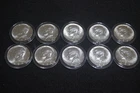 LOT OF ( 10 ) UNCIRCULATED 1965 JOHN KENNEDY 40% SILVER HALF DOLLARS FAST SHIP !