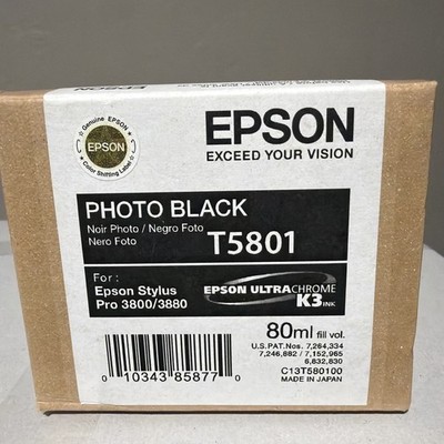 Genuine Epson T5801 Photo Black Ink Stylus Pro 3800 3880 80ml exp 2011