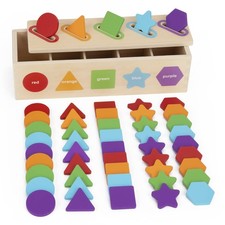 Montessori Toys for 1 2 3 Year Old  Wooden Color  Shape Sorting Matching To...