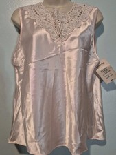 NWT Vintage Cinema Etoile Light Pink Lace Neck Top Women's Sz L Classic Trandy