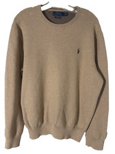 Polo Ralph Lauren Men's Pima Cotton Crewneck Knit Sweater Lt Brown Logo Pony XL