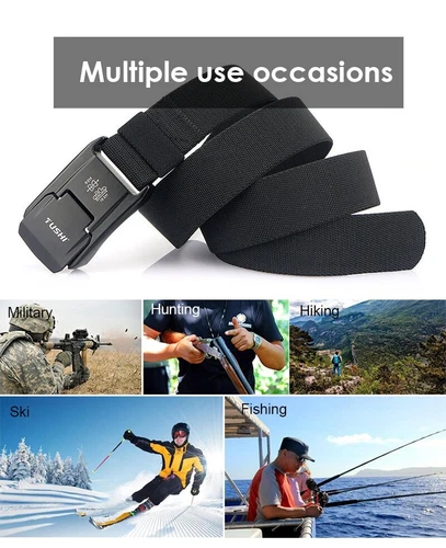 Men Tactical Belt Elastic Belt Strong Nylon Alloy Quick Release Buckle Stretch - Picture 7 of 21