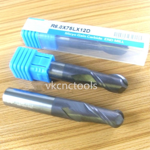 1x 2 flauta HRC55 R6 (dia=12 mm) x 12 mm SHK fresadores de extremo nariz bola de carburo fresado CNC - Imagen 2 de 2
