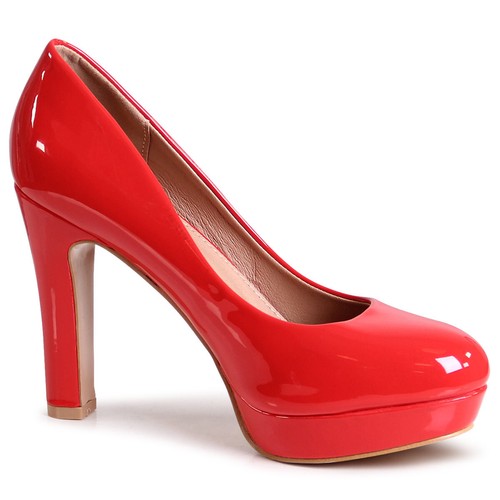 Damenschuhe Lack Pumps Plateau High Heels Sky Heels Blockabsatz Trendy - Bild 7 von 11