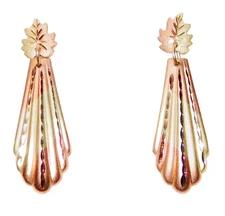 Black Hills Gold 10k Long Sea Shell Leaf Earrings