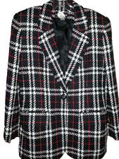 LIZ CLAIBORNE BLACK  RED PLAID ONE BUTTON FRONT POCKET BLAZER Sz 4