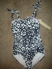 Profile by Gottex Navy Pop Flower 1 PC Underwire Swimsuit Sz 8 D Cup NWT