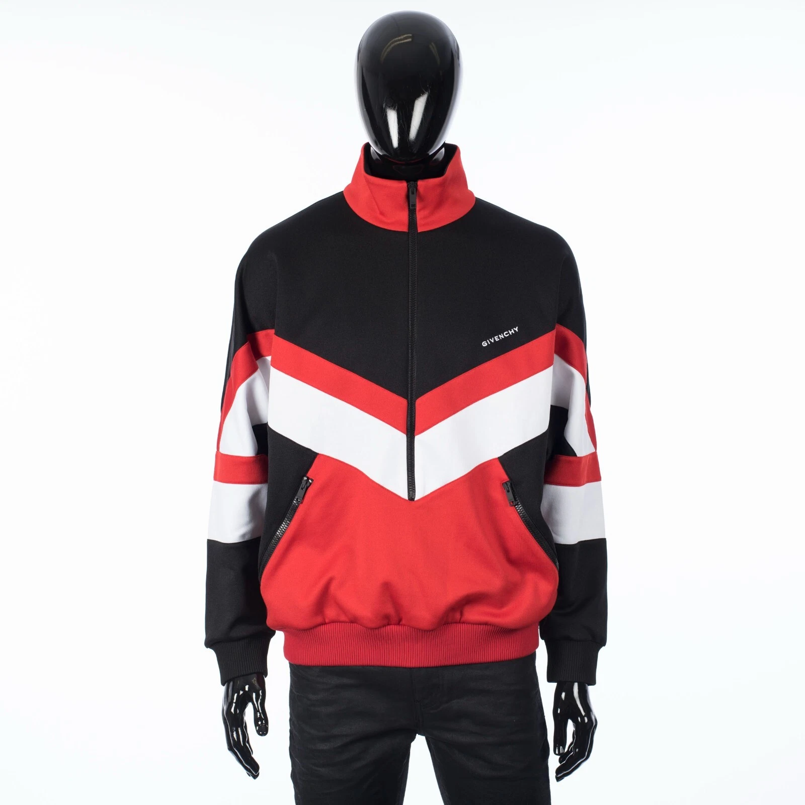 Givenchy — GIVENCHY 1490$ Black/Red/White Colorblack Sweatshirt - 1/2 Zip
