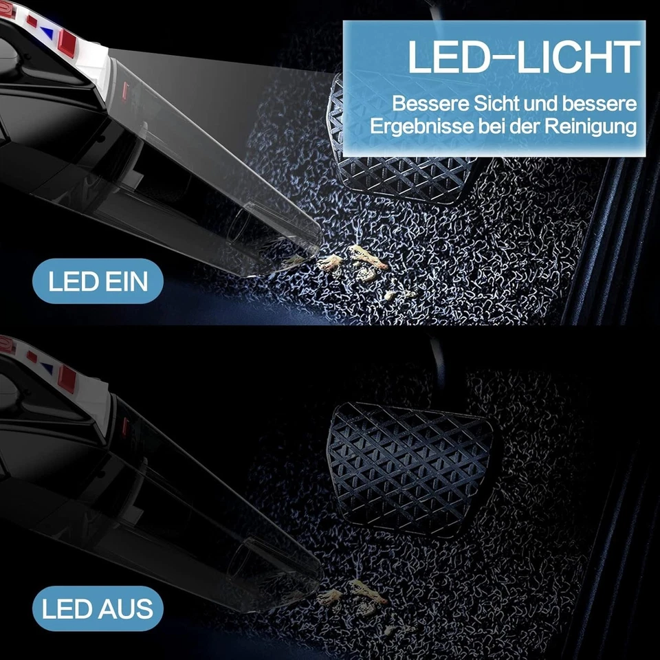 Hihhy H-306 Akku Handstaubsauger,  9000 Pa Akku, LED Licht, 120W Schnellladung - Bild 3 von 4