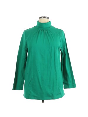 Liz & Me Turtleneck Top Plus Size 14W 00X Long Sleeve Ruched Detail Green NWT