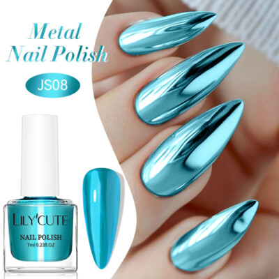 7ml Quick-drying Nail Polish Metallic Color Gold Silver Mirror Effect Nail Decor