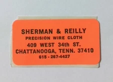Vintage Sherman & Reilly Chattanooga Tennessee Coal Mining Sticker Decal