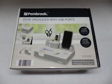 Pembrook Desk Organizer with 3 USB Ports and Smartphone Holder