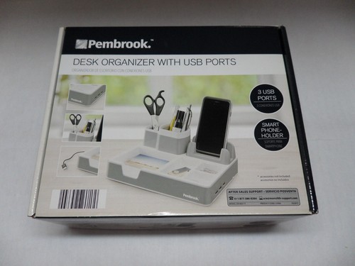 Pembrook Schreibtisch Organizer mit 3 USB-Anschlüssen und Smartphone-Halter - Bild 1 von 14