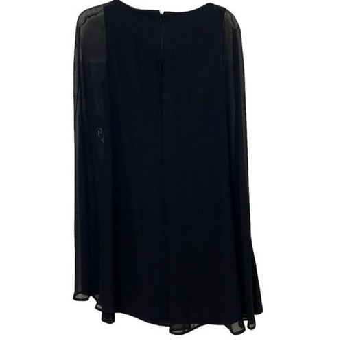 Abito da cocktail Adrianna Papell nero trasparente spacco manica overlay donna 6 NUOVO - Foto 8 di 12