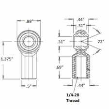 1/4-28 Ball Joint Rod End (5/16" eye)