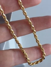 Diamond Cut Rope Chain 3.0 MM Brass Goldtone Plating 18 + 2 Inch Extender