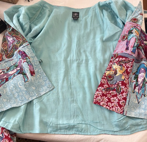 Vintage Women’s Jacket Elephant Flower Beads Patchwork Shirt Blouse Sz XL Kar-ma - Picture 3 of 12