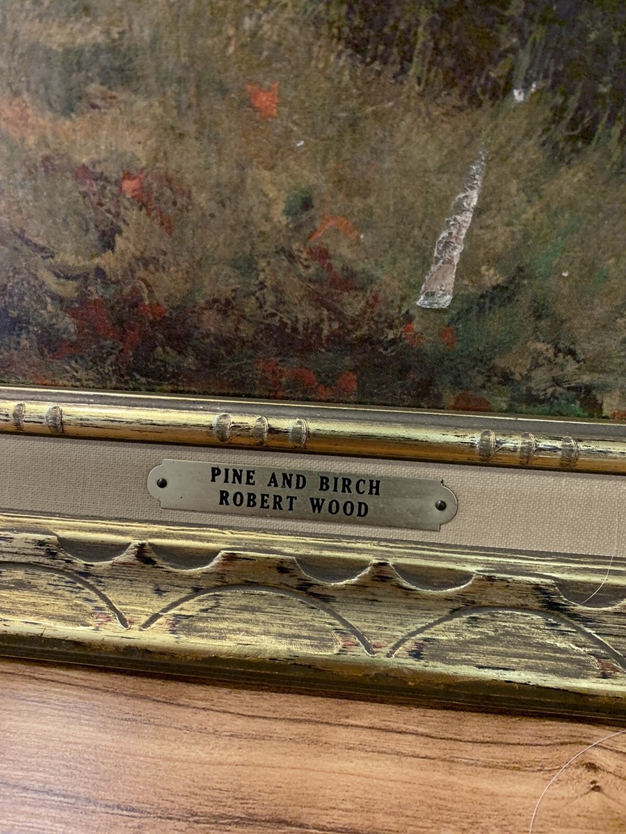 Vintage Art Robert Wood Pine And Birch Signed Framed Reproduction