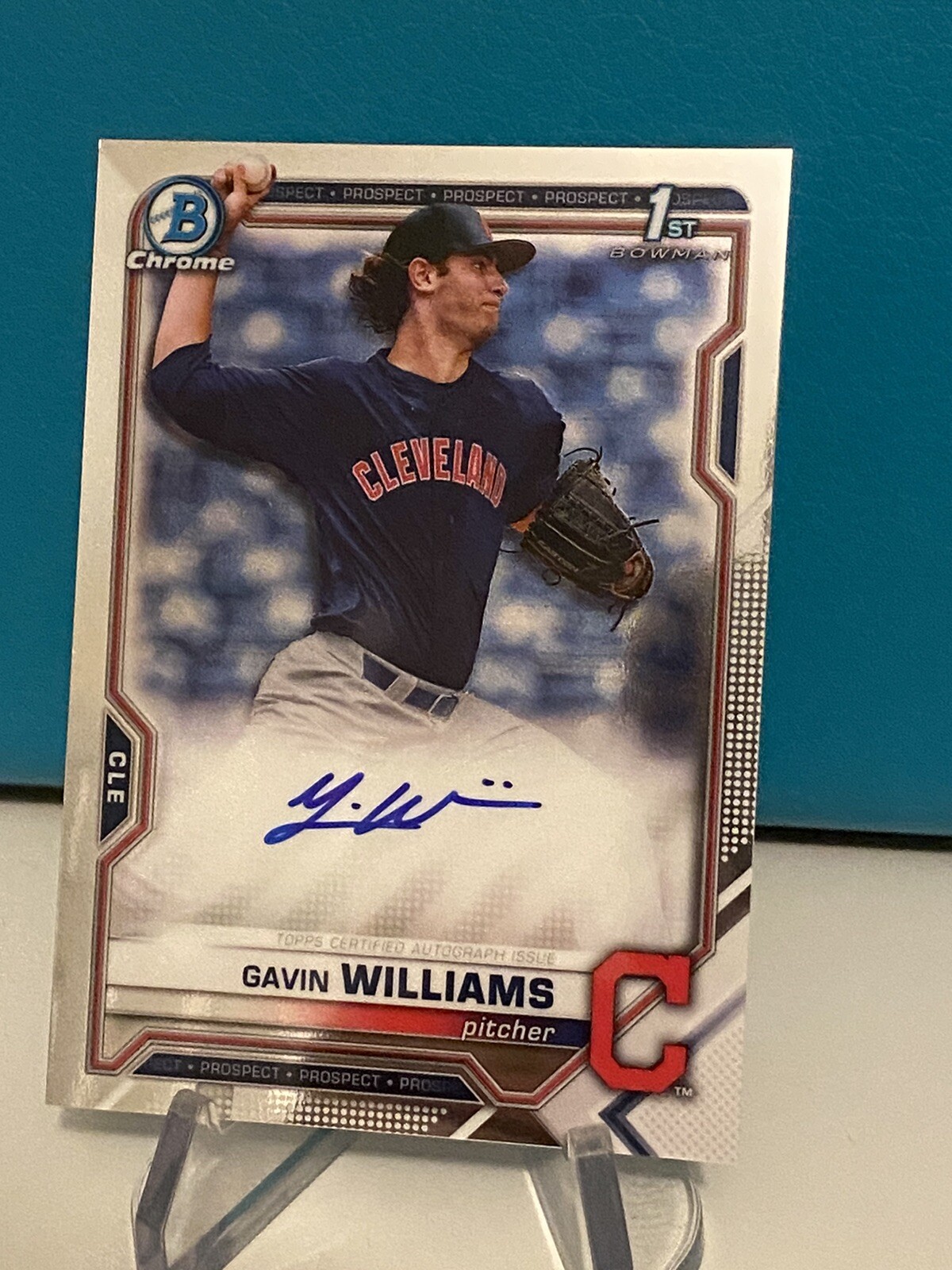 Gavin Williams Cleveland Guardians 2021 1st Bowman Chrome On Card Autograph Auto