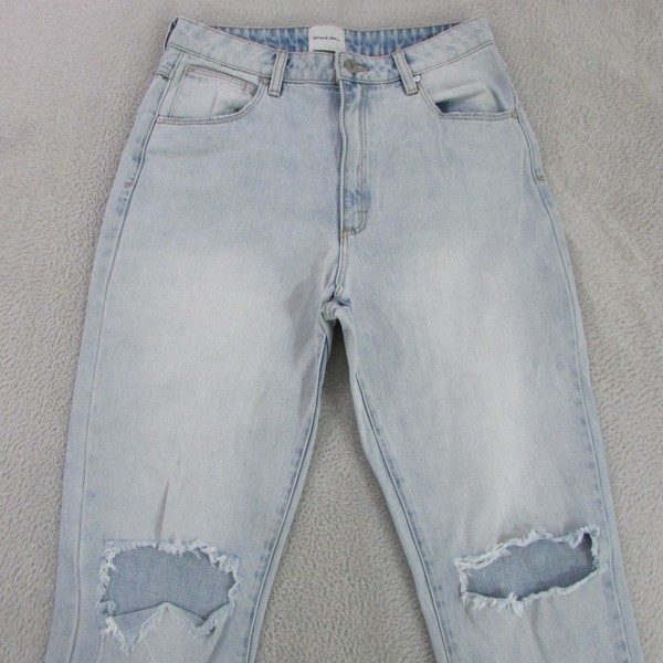ABrand Jeans Womens 13 W31 L27 Light Blue Slim Crop High Denim Ripped