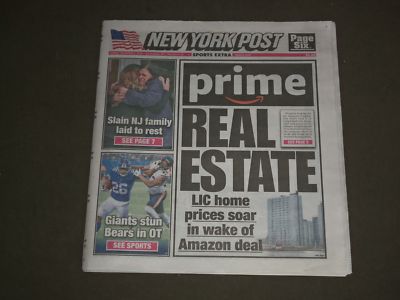 2018 DECEMBER 3 NEW YORK POST NEWSPAPER -HOME PRICES SOAR IN WAKE OF AMAZON DEAL