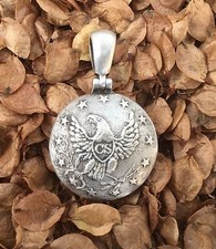 Sterling Silver Confederate Local Staff Button  (CS17) Civil War Relic Pendant