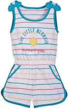 Disney Store Ariel Little Mermaid Girls Swim Cover up French Terry Romper 50 upf