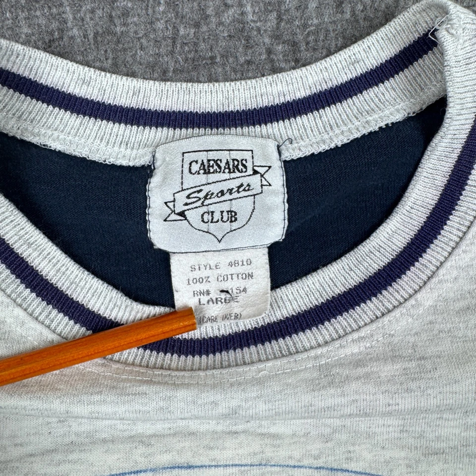 Vintage Caesars Sports Club T-Shirt Men's Large Gray Gambling Bet Sports Flock - Image 3 of 4