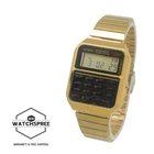 Casio Digital Dual Time Calculator Gold Stainless Steel Band Watch CA-500WEG-1A