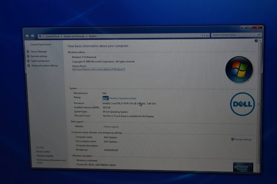 Dell Optiplex 9020 Quad Core i7-4770 3.4GHz 16GB RAM 180GB SSD Windows 7 64-bit - Image 2 of 4
